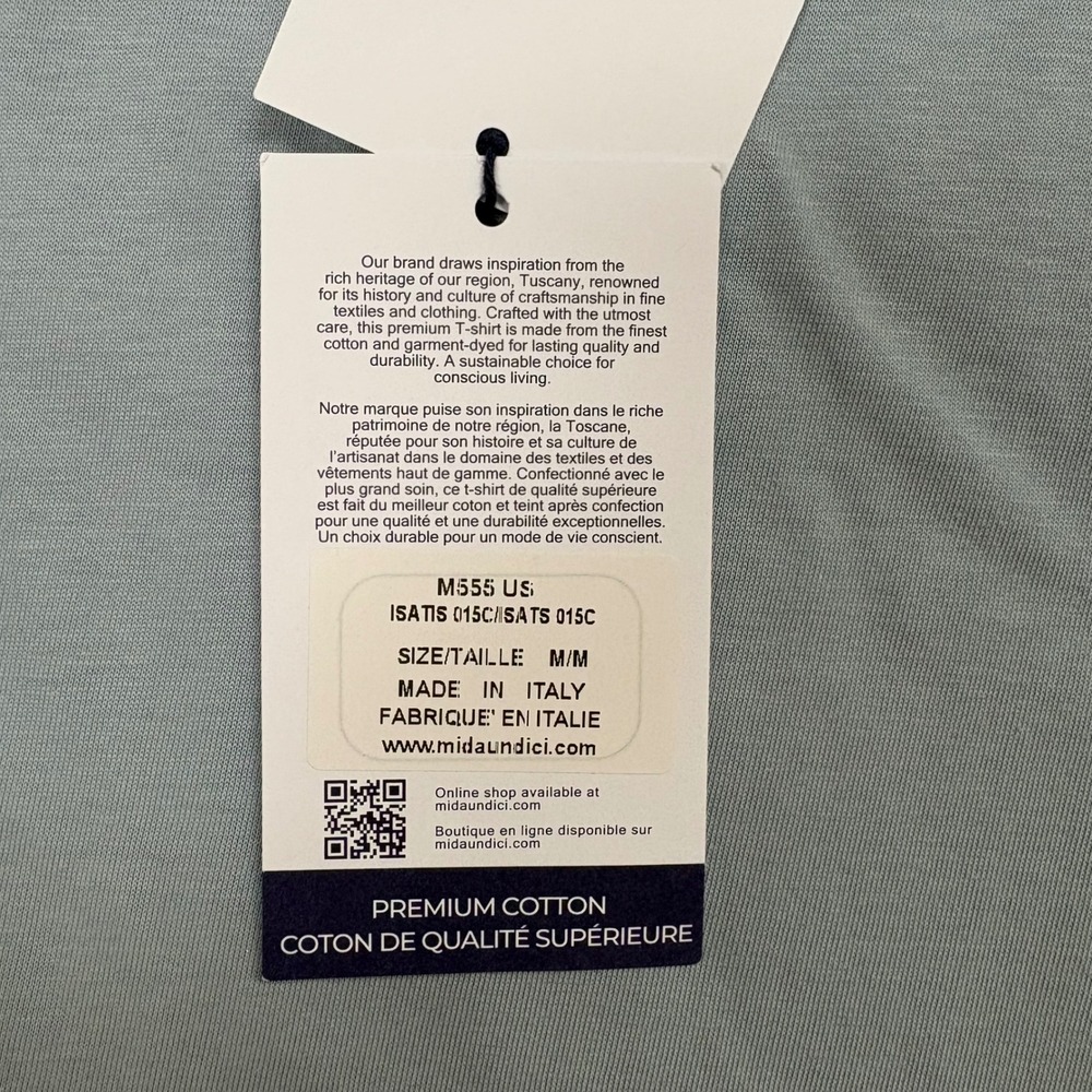NEW Mida Undici Short Sleeve Tee Shirt Men's Medium Blue Made in Italy Cotton - Picture 5 of 8